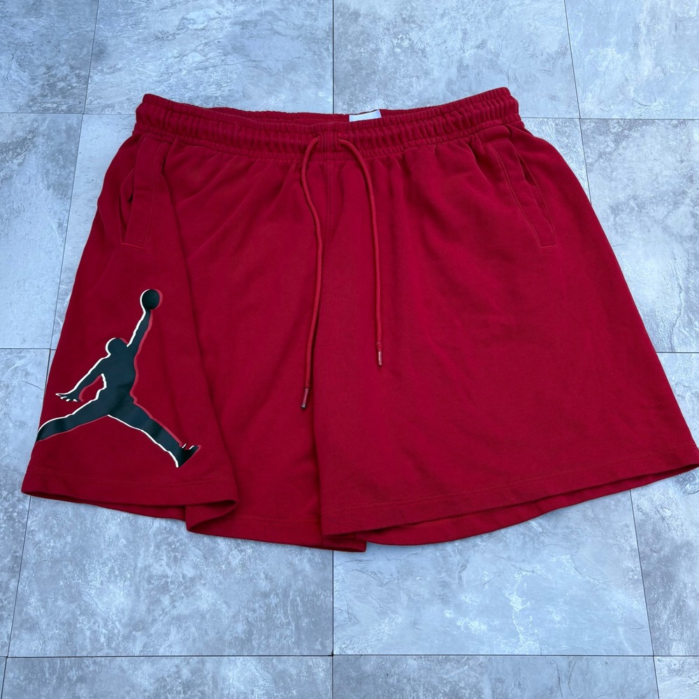 Vintage Jordan Jumpman Fleece Shorts Red Mens 3XL Fits 2XL Basketball Retro